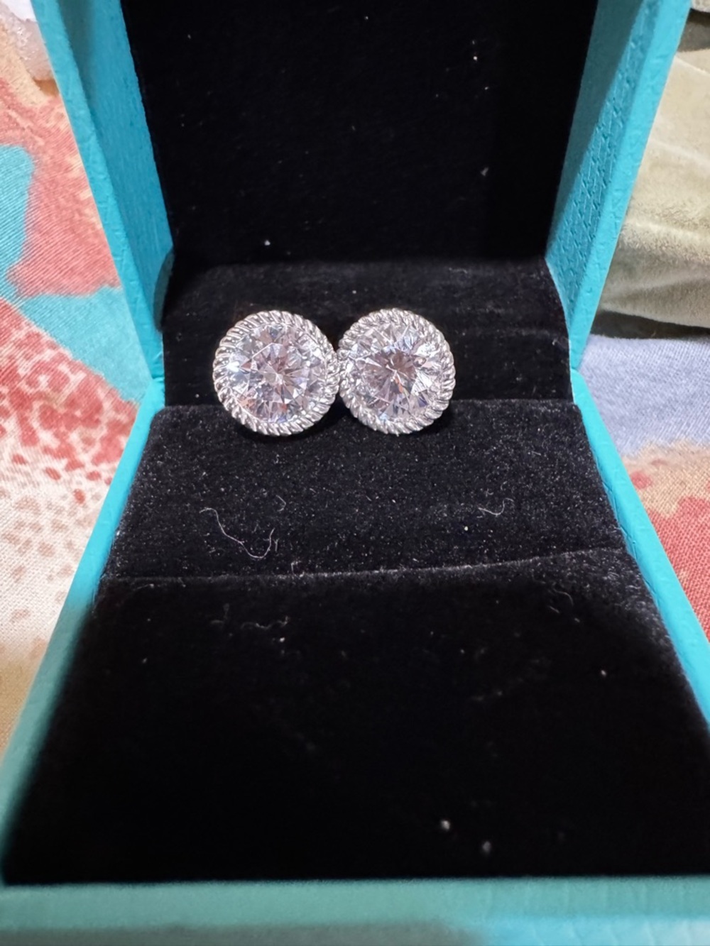 Judith Ripka Clear Crystal Halo Stud Earrings - Silver